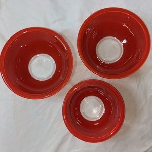 Set of 3 Pyrex cherry red bowls